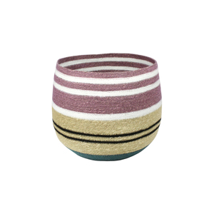 Panier de rangement en jonc de mer tressé à la main marocain avec poignée, motif rayé, pour la maison, le salon, ou comme panier à linge - Product Image 5