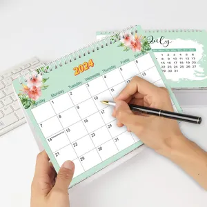 Günstige benutzer definierte Seiten Metallring Twin-Wire Binding Monatlicher Desktop-Kalender für Home Office School