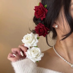 Rose épingle à cheveux femmes accessoire de cheveux coloré pinces à cheveux cadeau pour les filles velours Rose Floral Juda épingles chignon titulaire U épingle vêtements de mariée - Product Image 1