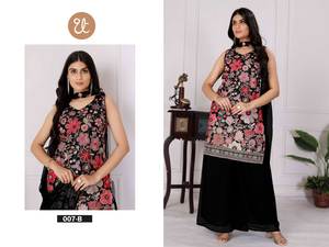 Trajes de Salwar Georgette étnicos de Pakistán indio de calidad superior y Plazzo bordado con Dupatta Último suministro al por mayor para la venta - Product Image 3