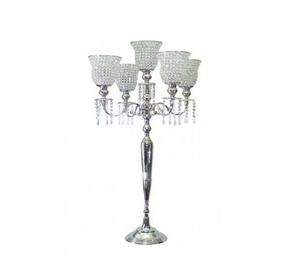 Candelabro alto de aluminio con diseño en relieve para decoración de mesa y centro de mesa Candelabro hecho a mano chapado en oro brillante - Product Image 2