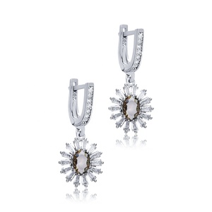 13x15mm diseño de flores ovalado sultanita CZ piedra colgante pendiente 925 plata esterlina para comprador mayorista joyería turca fina - Product Image 3