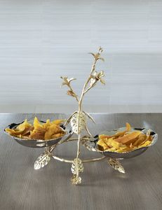 Cuencos modernos de acero inoxidable plateado de lujo con soporte de flores doradas, aptos para lavavajillas, ecológicos para Navidad, boda, Acción de Gracias - Product Image 2