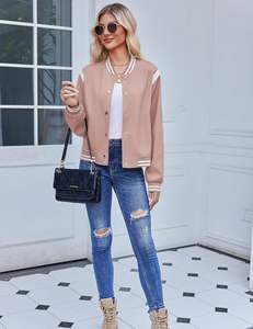 2025 nueva chaqueta Slim Fit Vintage Varsity Letterman para mujer primavera Streetwear recortada PU cuero bordado transpirable - Product Image 5