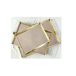 Plateau en métal et vaisselle en cuivre de couleur naturelle Ensemble de trois plats et assiettes modernes personnalisés - Product Image 5