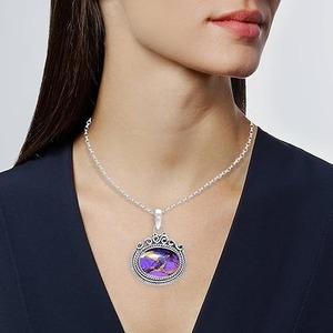 Colgante de tendencia, piedra preciosa turquesa púrpura, colgante de joyería fina de Plata de Ley 925 con sello 925, joyería colgante de plata - Product Image 3