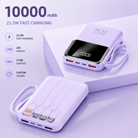 Produit Tendance 2026 – Batterie Externe Fine de Haute Qualité avec Quatre Ports USB Intégrés, 10000 mAh, Charge Rapide 22,5 W, Écran LED, Couleurs Personnalisables