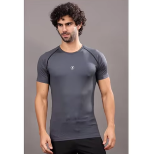Camiseta Deportiva Casual para Hombre, Corte Ajustado, Manga Corta, Diseño de Cuello Redondo Altamente Elástico, Nailon/Acrílico 160-180 GSM para Gimnasio - Product Image 1