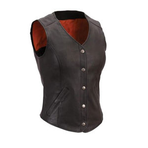 Premium Quality Blank Genuine Cowhide Leather Vest, Custom Top Quality Premium Design Custom Made Leather Vest with Embroidery - Product Image 4