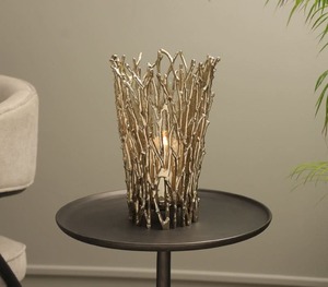 Elegant Textured Golden <b>Candle</b> <b>Holder</b> Perfect For Adding Stylish Cozy And Sophisticated Charm To Home Decor - Product Image 5