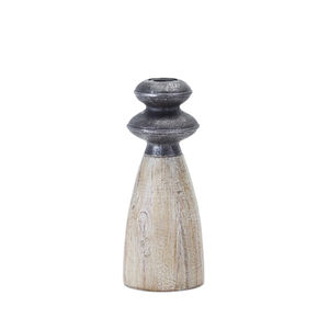 Ensemble de bougeoirs en bois et en métal vieilli de ferme support de pilier décoratif rustique pour le salon de la maison ou la décoration d'événement - Product Image 3