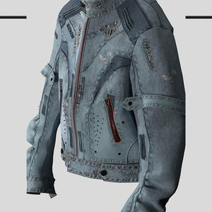 جاكيت دينيم مصمم من ديزنيو، بكمية طلب منخفضة، تصنيع حسب الطلب، جاكيت دراجات نارية أزرق ممزق للرجال - Product Image 4