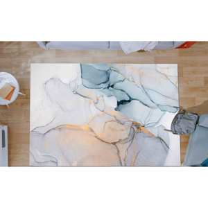 Tapis en marbre abstrait : tons doux, décoration de salon, tailles personnalisées, tapis imprimé, tapis doux non tissé - Product Image 5