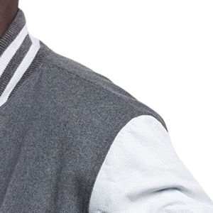 Blouson universitaire unisexe personnalisé en gros, corps en laine, manches en cuir, fermeture éclair, patchwork écologique, style bomber - Product Image 3