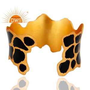 Último diseño hecho a mano 18K chapado en oro Natural Cz & Hydro Pink Gemstone Cuff Bangle Demi Fine Jewelry Fabricante - Product Image 4