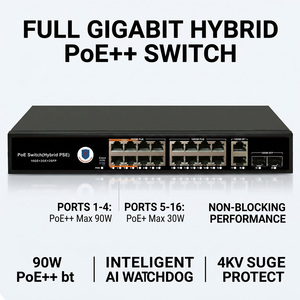 <span class=keywords><strong>Switch</strong></span> PoE++ Gigabit complet 20 ports 90W BT Ultra Puissant 38 Gbit/s haute capacité avec prise en charge VLAN pour caméra IP Speed Dome AP <span class=keywords><strong>WiFi</strong></span> <span class=keywords><strong>6</strong></span> - Product Image 1