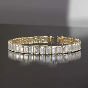 Lab Grown Diamond Tennis Bracelet for Women, Emerald Cut Diamond Tennis Bracelet,14K Solid Gold Diamond Women's Bracelet - Product Image 1