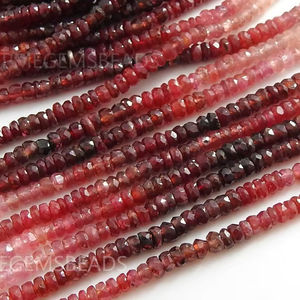 Perle ronde facettée de rubis pour la fabrication de bijoux, 16 pouces, 3 mm environ, pierre naturelle - Product Image 1