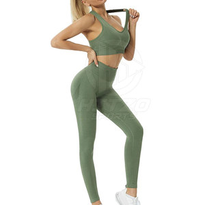 Último estilo más tamaño sólido mujeres Yoga conjunto elástico cintura frontal Logo alta calidad bajo MOQ venta directa de fábrica - Product Image 1