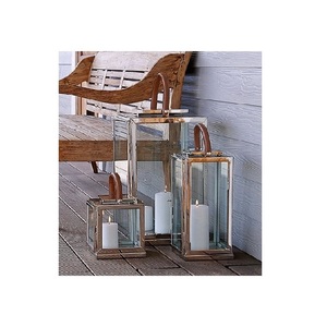 Décoration de sol en métal de lanterne de bougie en verre de pilier carré de haute qualité pour la maison événements de noël à manger boîte emballée incluse - Product Image 1