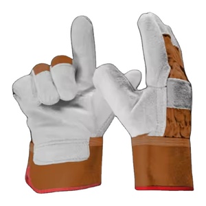Gants de travail en cuir de vachette pleine fleur de style rigger canadien de haute qualité, pour la protection des mains en milieu industriel et de jardinage, avec doublure en coton - Product Image 4