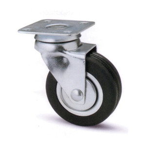 Ruota per Mobile in Gomma 60 con Piastra in Acciaio con Freno - Product Image 1