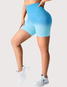 Pantalones cortos de Yoga sin costuras de cintura alta para mujer, mallas de entrenamiento con patrón sólido, Spandex reciclado/nailon, ropa deportiva para gimnasio - Product Image 1