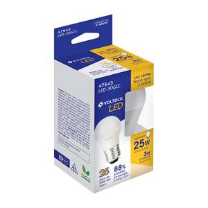 Foco Volteck LED-30GCC 3W G45 Luz Blanca Fría 6500K SMD LED E26/E27/G23 Aluminio/PC Certificado ETL para Uso en Hogares y Hoteles - Product Image 1