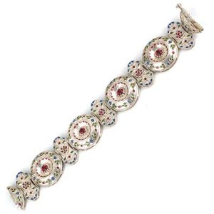 925 Sterling Silver Enamel Round Pattern Fine Charm <b>Bracelet</b> - Product Image 3