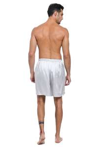 Short en soie de mûrier 100% pour homme, vêtements de fitness décontractés, poches avant, taille élastique-gris - Product Image 3