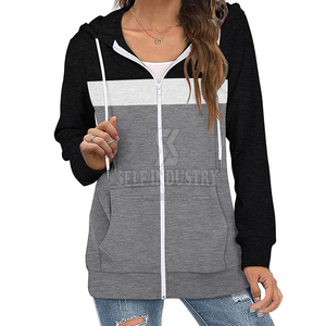 Ropa informal elástica con cremallera y capucha para mujer más vendida, sudaderas con capucha transpirables de alta calidad para invierno a un precio razonable, logotipo frontal - Product Image 1