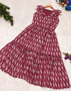 Chic Boho Maxi vestido para mujer diario Casual y ropa de fiesta diseño escalonado fluido tela suave mangas abullonadas botón frontal estampado Floral - Product Image 5