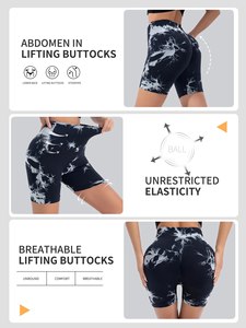 Shorts de yoga taille haute pour femmes, push-up, tie-dye, tricot, slim, respirant, séchage rapide, entraînement en salle de sport, course à pied, shorts trois points pour femmes - Product Image 2