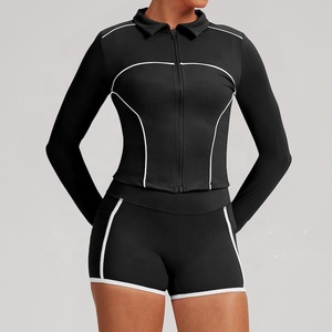 Ensemble de sport de haute qualité, doux pour la peau, soutien-gorge de sport à fort impact, short trois-quarts effet push-up, pour le fitness et le yoga - Product Image 2
