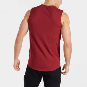 Camiseta de algodón para correr para hombre al por mayor, camiseta sin mangas atlética con logotipo personalizado, camiseta sin mangas de punto para entrenamiento muscular, ropa de gimnasio - Product Image 3