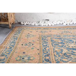 Alfombra turca vintage clásica marrón azul 9,8X13,1 pies hecha a mano pelo de felpa forma rectangular Tabriz Patchwork lana poliéster látex - Product Image 2