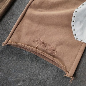 Pantalones Deportivos Holgados de Pierna Ancha con Parches de Algodón Francés Personalizados de Estilo Urbano para Hombre - Product Image 4