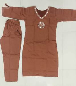 Hurry up Buy Most Beautiful Summer Comfort Georgette Silk Original Mirror Hand Work <b>Two</b> <b>Piece</b> Party Kurti Set Collection - Product Image 5