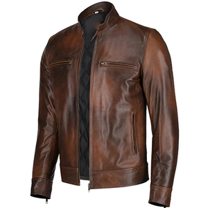 Chaqueta de Cuero para Hombre, Piel de Cordero Auténtica, Estilo Clásico Vintage, Chaquetas de Cuero para Hombre, Chaqueta de Cuero Marrón, Chaqueta con Logotipo Personalizado para Hombre - Product Image 1