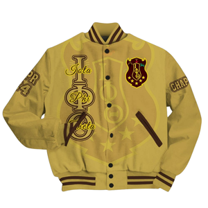 Iota Phi Theta Brown Gold Greek 1963 Varsity Jacket Letterman Fraternity Apparel Premium Classic University Outerwear - Product Image 2