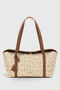 Bolso de Mano Tipo Tote de Hombro para Mujer, Diseño Floral Vintage, Forro de Lona PU, Cierre de Cremallera, OEM ODM - Product Image 1
