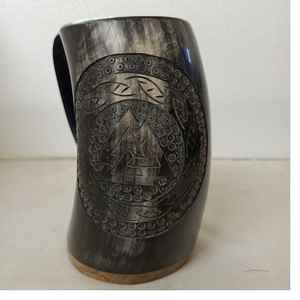 Jarra de cuerno Vikinga de diseño superior, de alta calidad, tallada y grabada, del mayorista indio. - Product Image 3