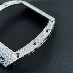 Luxira Jewels Handmade Luxury <b>Watch</b> Bezel <b>Ring</b> Stainless Steel Moissanite Gold Tone Color Square Cut Stones 40mm <b>Watch</b> Tool - Product Image 3