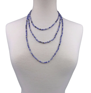 70 "4MM poli Sodalite torsadé perle longue infini sans fin noué collier de perles frange perlé bandana - Product Image 2
