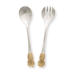 Juego de Cubiertos para Servir Ensaladas de Alta Calidad con Diseño de Hojas para Hotel y Cocina, Juego de Cubiertos de Acero Inoxidable y Latón de 8 Piezas para el Hogar - Product Image 5