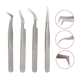 Juego de Pinzas Profesionales de Acero Inoxidable para Extensión de Pestañas, Herramientas Aplicadoras de Punta Fina para Aislamiento de Pestañas para Uso en Salón - Product Image 1