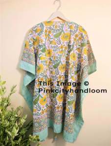 Vestido de noche Maxi Block Impreso La mejor calidad Acolchado Kaftan Albornoz de algodón natural Caftan Hecho a mano Bikini Cover Up - Product Image 2