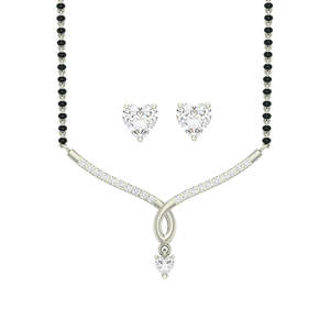 Compre un Conjunto de Mangalsutra de Plata Pura, Joyería Fina Étnica Clásica y Moderna con Circonita y Diamantes para Bodas, Fiestas y Compromisos - Product Image 1