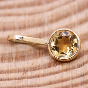 Piedra preciosa de citrino de corte redondo facetado Natural 14K oro amarillo hecho a mano joyería colgante de mujer para venta al por mayor - Product Image 5