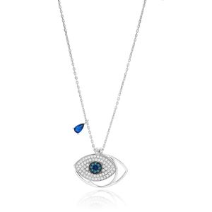 Zafiro con diseño de ojo turco con piedra de circón joyería de plata esterlina 925 hecha a mano al por mayor turca - Product Image 5